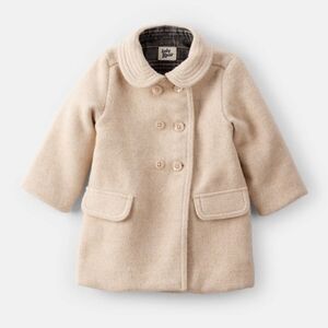 Baby Boden Beige Double-Breasted Wool-Blend Coat